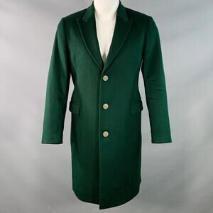 PAUL SMITH Size 38 Forest Green Wool Cashmere Peak Lapel Coat